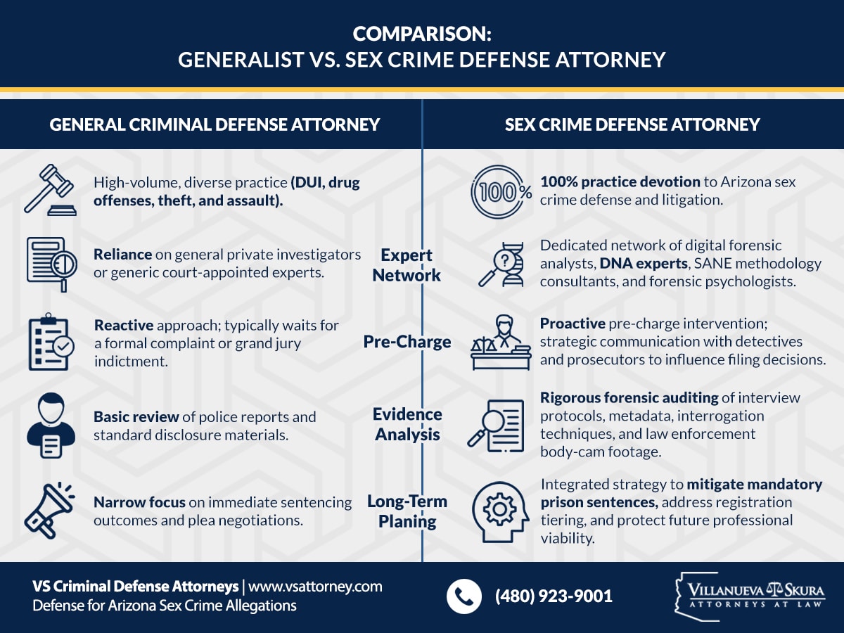 Infographic that explains how Arizona Sex Crime Defense Comparison